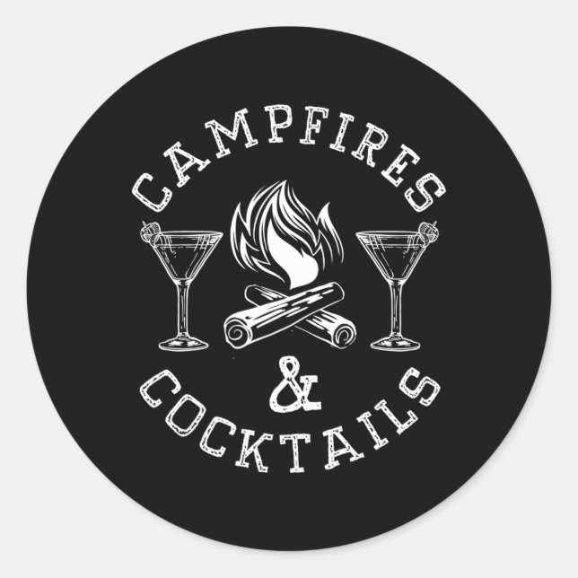 Campfires And Cocktails Bonfire Camg Campfire Classic Round Sticker (Front)