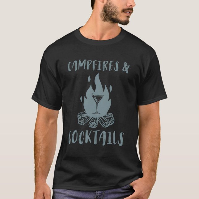 Campfires And Cocktails Bonfire Camg Campfire T-Shirt (Front)
