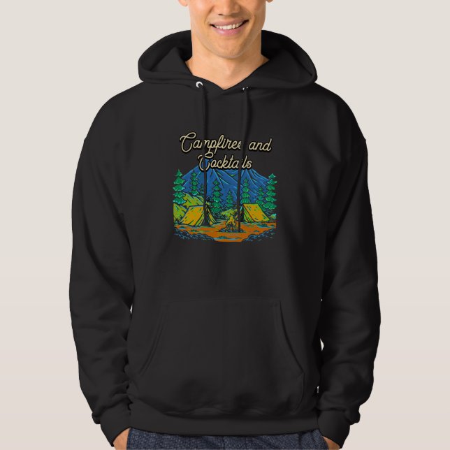 Campfires and Cocktails Camping Party Camper Reuni Hoodie (Front)