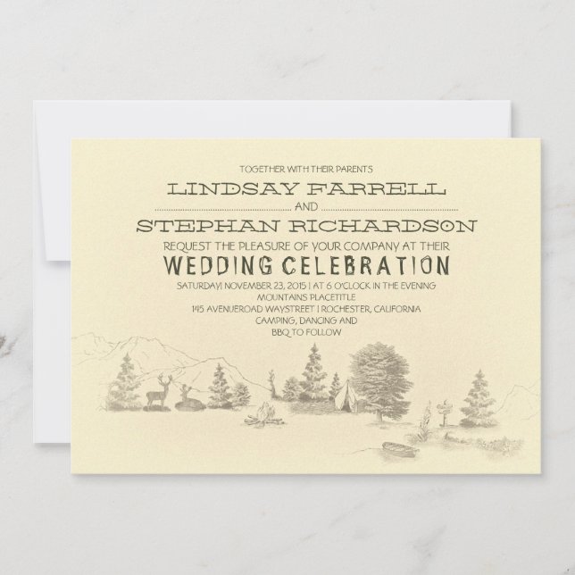 Campground Illustration Camping Wedding Invitation (Front)