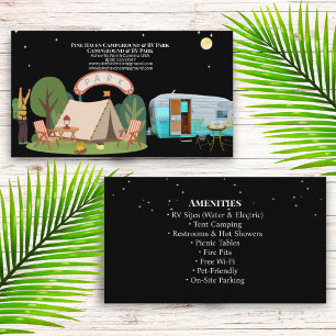 Campground & RV Park Rustic Outdoor Lodging Business Card
