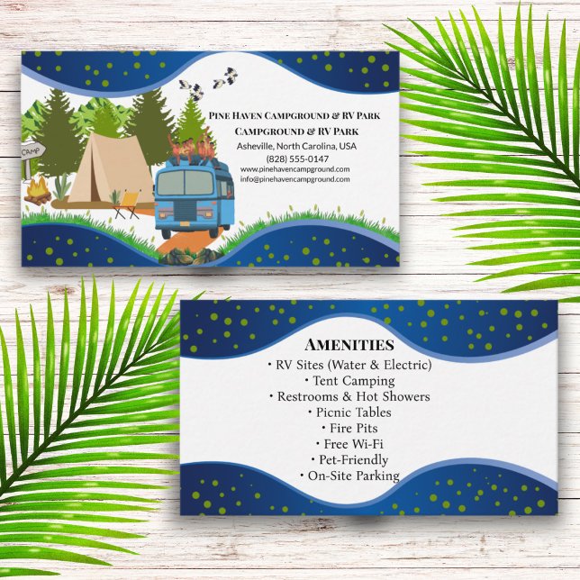 Campground RV Park Rustic Outdoor Nature Design Business Card (Creator Uploaded)
