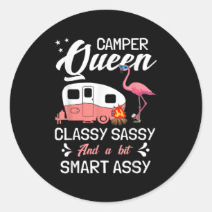 Camping 365 Camper Queen Cly Sy Smart Y Camping Rv Classic Round Sticker