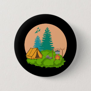 camping 6 cm round badge