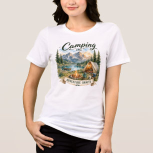 Camping Adventure Awaits Mountain Lake Wilderness  Tri-Blend Shirt