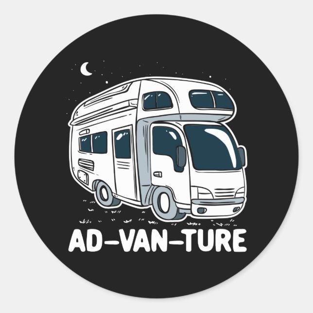 Camping Adventure Camper Van Classic Round Sticker (Front)