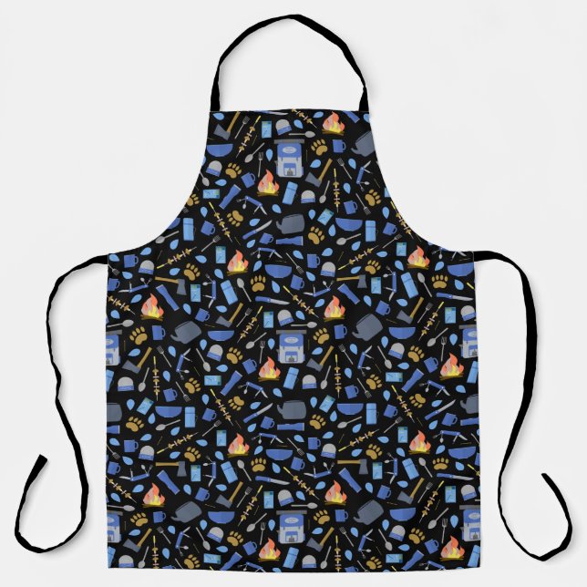Camping Adventure Campfire Fun Bear Tracks Apron (Front)