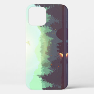 Camping Adventure Forest Mountain Illustration iPhone 12 Case