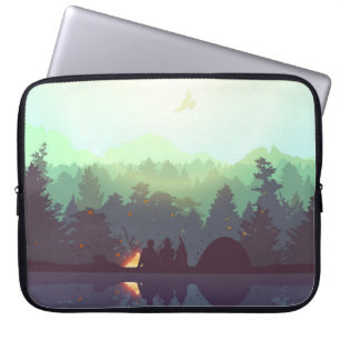 Camping Adventure Forest Mountain Illustration Laptop Sleeve