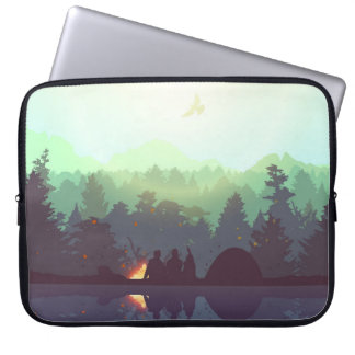 Camping Adventure Forest Mountain Illustration Laptop Sleeve