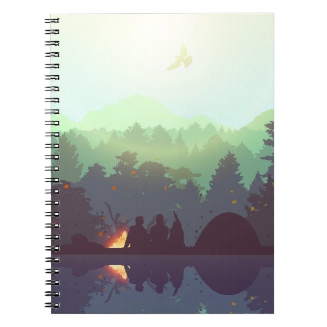 Camping Adventure Forest Mountain Illustration Notebook (Front)