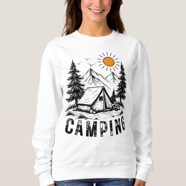 Camping Adventure | Mountains, Tent & Nature Sweatshirt (Front)