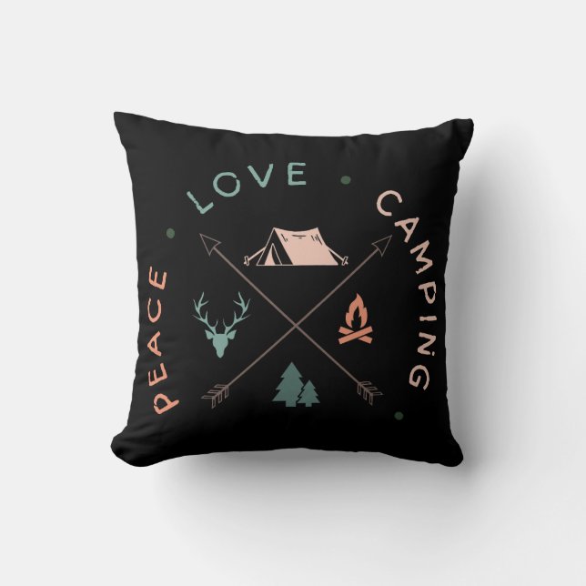 Camping Adventure Peace Love Camping  Cushion (Front)