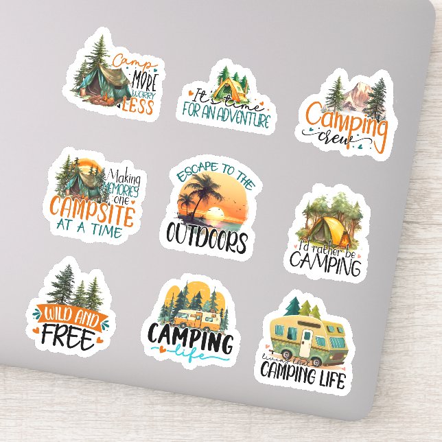 Camping Adventure Set 2 Custom-Cut Vinyl Sticker (Detail)