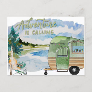 Camping Adventure Watercolor Travel Postcard