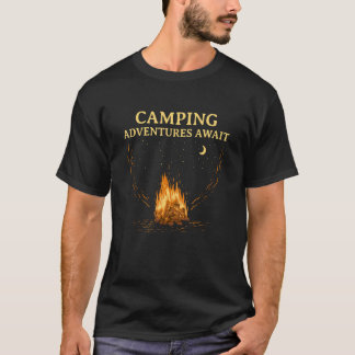 Camping Adventures Await Camper Vacation Camp Trip T-Shirt