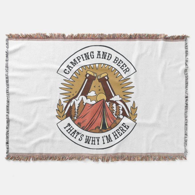 Camping and Beer Throw Blanket (Front)