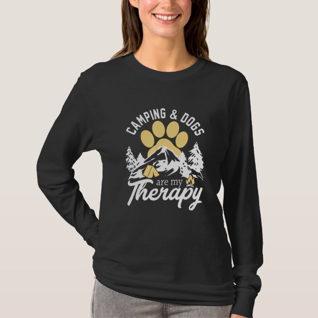 Camping And Dogs Are My Therapy T-Shirt (Front)