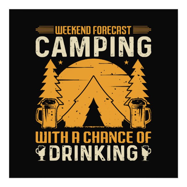 Camping and drinking photo print (Front)