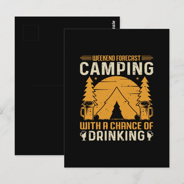 Camping and drinking postcard (Front/Back)
