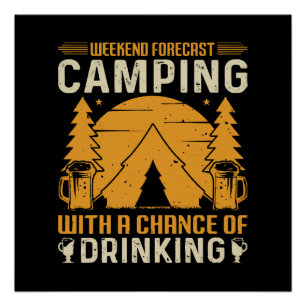 Camping and drinking poster