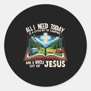 Camping And Jesus Outdoors Faith Bible Campfire Co Classic Round Sticker