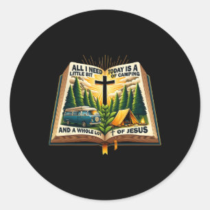 Camping And Jesus Outdoors Faith Bible Campfire De Classic Round Sticker
