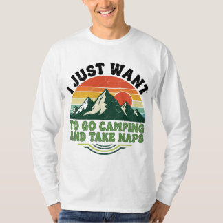 Camping and Naps Retro Mountain Design T-Shirt