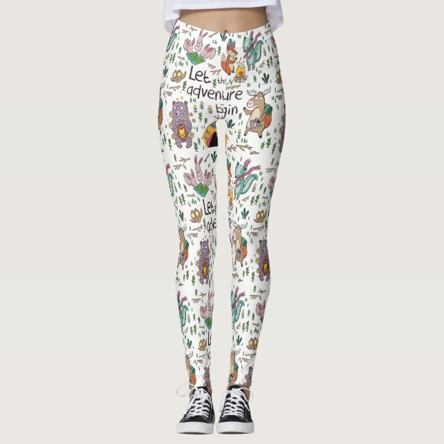 Camping Animals Leggings (Front)