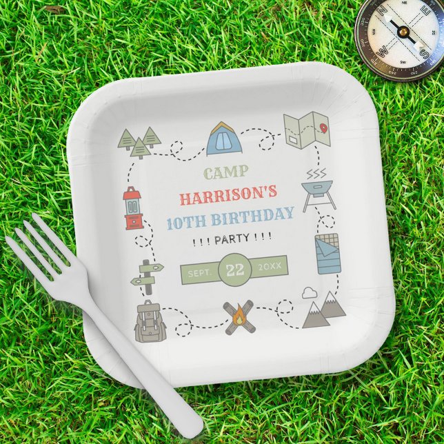 Camping Any Age Birthday Party Paper Plate (Creator Uploaded)