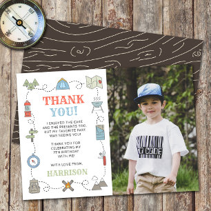 Camping Any Age Birthday Party Photo Thank You Card