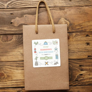 Camping Any Age Birthday Party Square Sticker