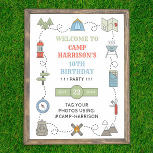 Camping Any Age Birthday Party Welcome Poster