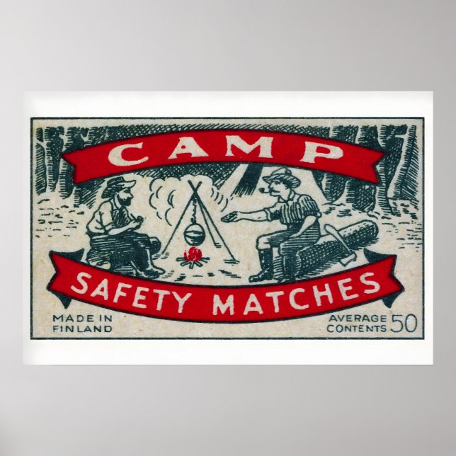 Camping around Fire - Matchbox Print - Aesthetic (Front)