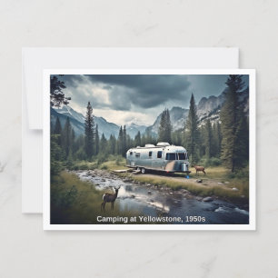 Camping at Yellowstone 1950s Scene Postcard