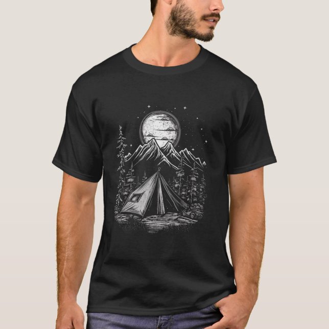 Camping Atop The Mountains Beneath The Stars Campe T-Shirt (Front)