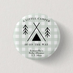 Camping baby shower 3 cm round badge
