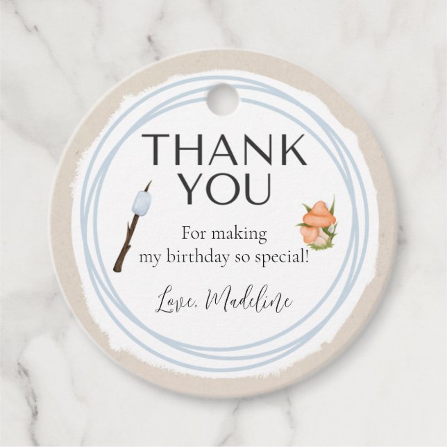 Camping Baby Shower Circle Thank You Tag (Front)