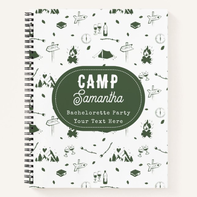 Camping Bachelorette Party Bach Weekend Notebook (Front)