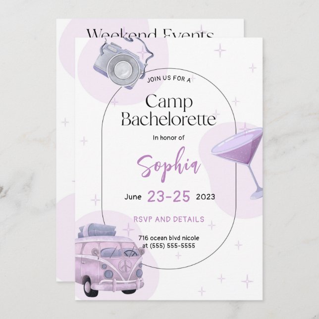 Camping Bachelorette Party Invitation Card (Front/Back)