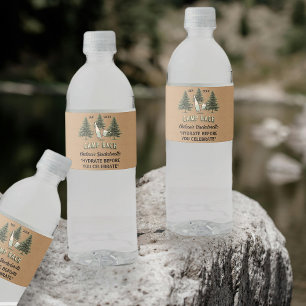Camping Bachelorette Personalised Kraft Tan Rustic Water Bottle Label