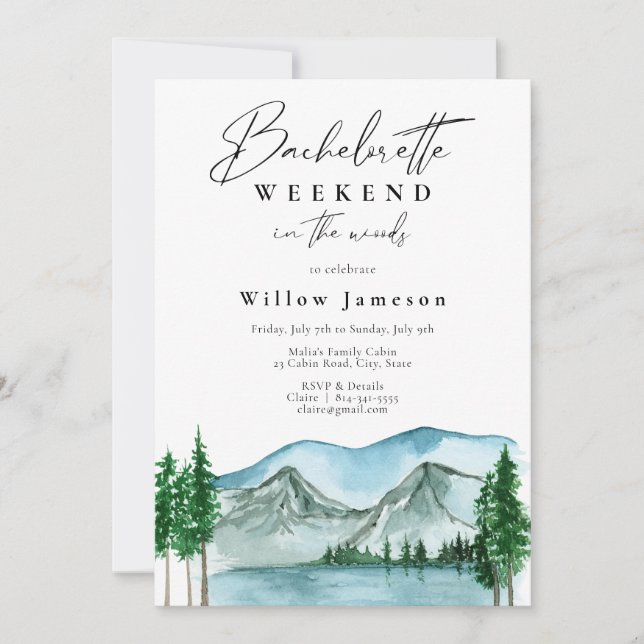 Camping Bachelorette Weekend in the Woods Invitation (Front)