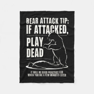 Camping bear attack tip play dead  fleece blanket