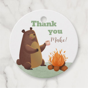 Camping Bear Baby Shower Thank You Favour Tag