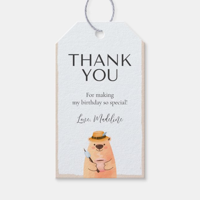 Camping Bear Baby Shower Thank You Tag (Front)