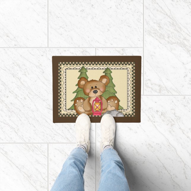 Camping Bear fun Camper doormat (Indoor)