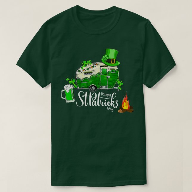 Camping Beer St Patricks Day Shamrock Leprechaun T-Shirt (Design Front)