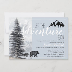 Camping Birthday Adventure Begins Invitation