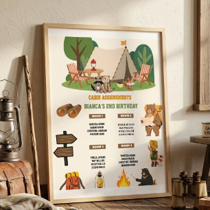 Camping Birthday Cabin Assignement SIgn
