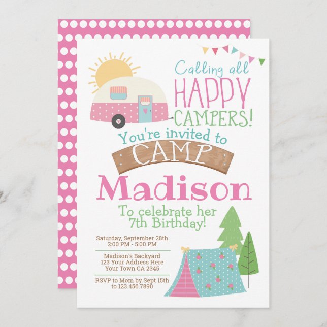 Camping Birthday Invitation (Front/Back)